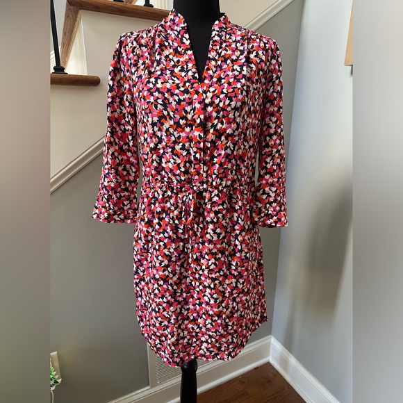 Silk Freya Abstract Floral Dress with Pockets - Picture 2 of 7